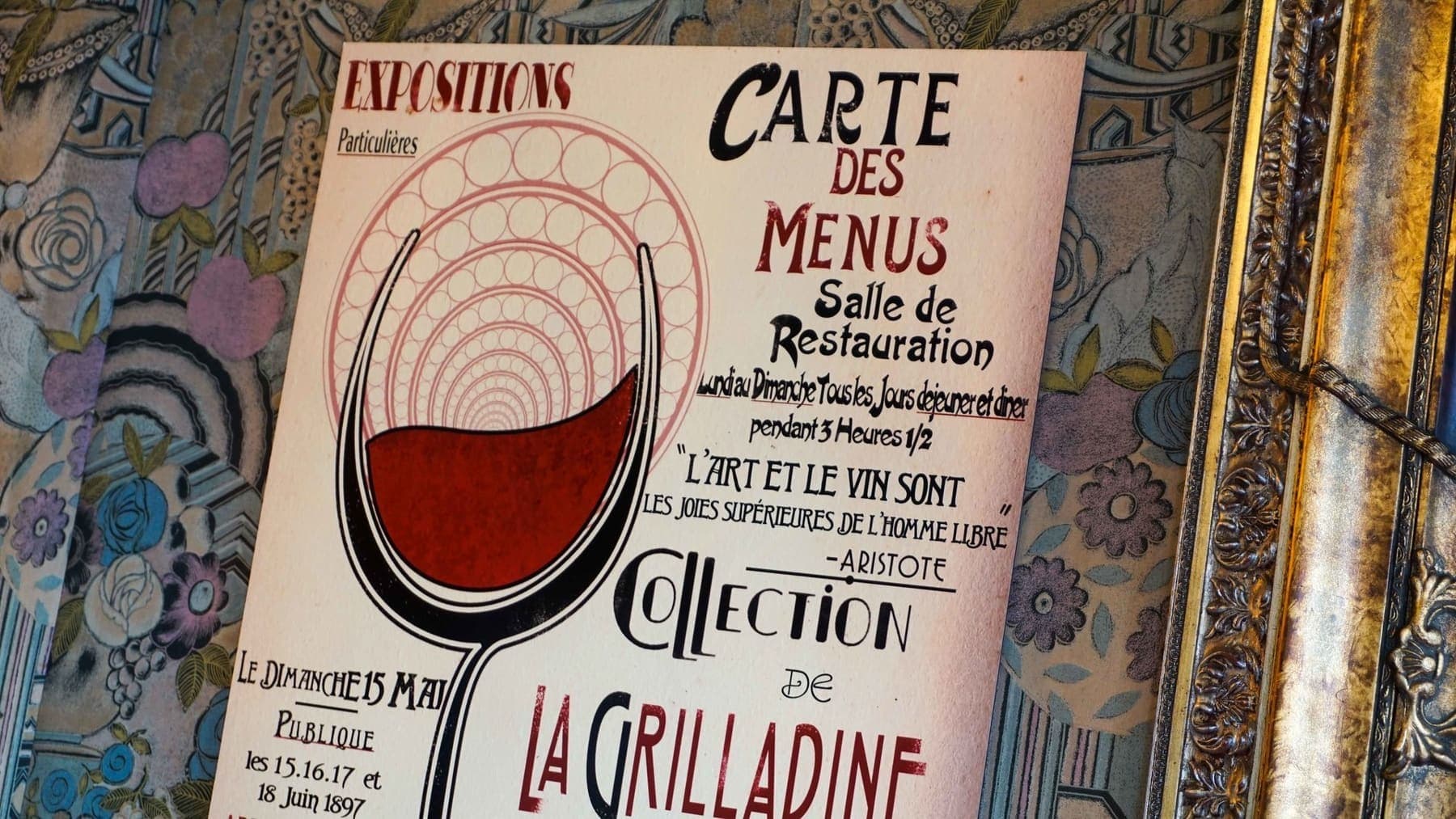 Affiche ancienne — « Carte des menus, Collection de La Grilladine »